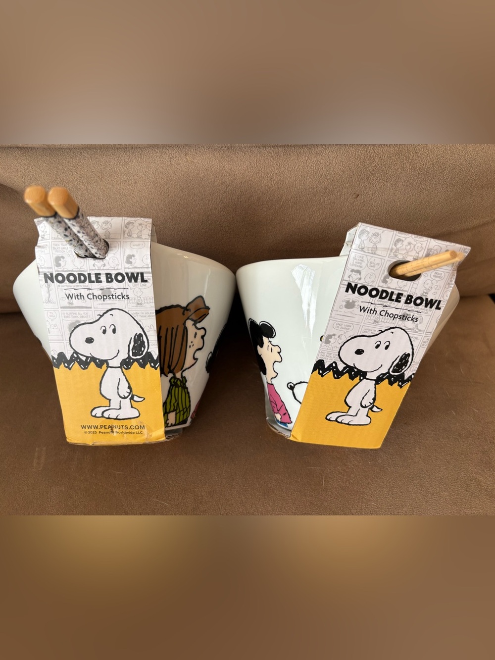 Peanuts Snoopy & Friends Noodle Bowl with Chopsticks, set of 2